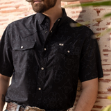 The Carson in Black Short Sleeve Pearl Snap