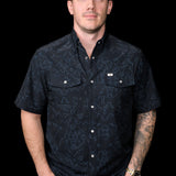The Carson in Black Short Sleeve Pearl Snap