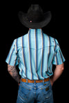 The Tristan Short Sleeve Pearl Snap Shirt in Blue
