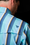 The Tristan Short Sleeve Pearl Snap Shirt in Blue