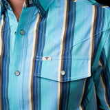 The Tristan in Blue - Short Sleeve Pearl Snap