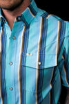 The Tristan Short Sleeve Pearl Snap Shirt in Blue