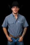 The Emerson Short Sleeve Pearl Snap Shirt in Blue