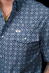 The Emerson Short Sleeve Pearl Snap Shirt in Blue