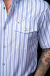The Jack in Blue - Short Sleeve Pearl Snap Shirt (FINAL SALE)