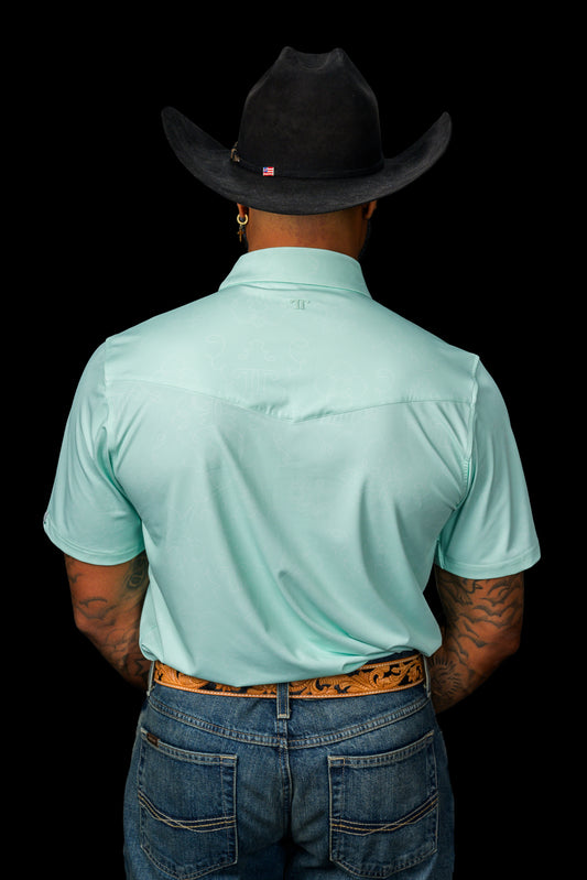 The Carson Pearl Snap Polo in Mint (FINAL SALE)