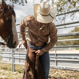 The Carson in Brown - Long Sleeve Snap Shirt (FINAL SALE)