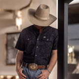 The Carson in Black Short Sleeve Pearl Snap