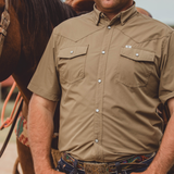 CORE - Men's Khaki Short Sleeve Pearl Snap Shirt