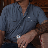 CORE - Men's Blue Short Sleeve Pearl Snap Shirt