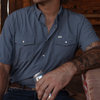 CORE - Men's Blue Short Sleeve Pearl Snap Shirt