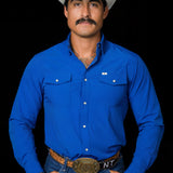 CORE - Men's Cobalt Blue Long Sleeve Pearl Snap Shirt
