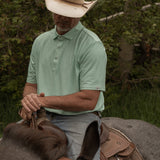 The Carson Pearl Snap Polo in Mint