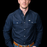 The Collin in Black- Long Sleeve Snap Shirt (FINAL SALE)