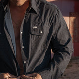 The Collin in Black- Long Sleeve Snap Shirt (FINAL SALE)