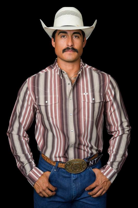The Harrison in Brown - Long Sleeve Snap Shirt (FINAL SALE)