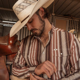The Harrison in Brown - Long Sleeve Snap Shirt (FINAL SALE)