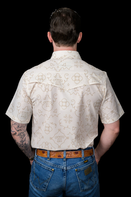 The Carson in Beige Short Sleeve Pearl Snap
