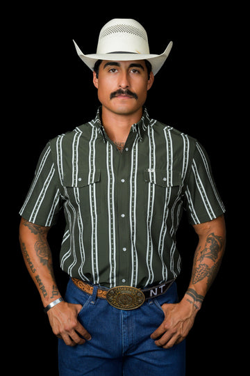 The Tucker in Green - Short Sleeve Pearl Snap