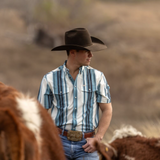 The Harrison in Blue - Short Sleeve Pearl Snap (FINAL SALE)