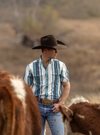 The Harrison in Blue - Short Sleeve Pearl Snap (FINAL SALE)