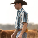 The Harrison in Blue - Short Sleeve Pearl Snap (FINAL SALE)