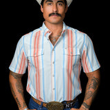 The Harrison in Salmon - Short Sleeve Pearl Snap Shirt (FINAL SALE)