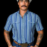 The James in Blue - Short Sleeve Pearl Snap Shirt