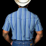 The James in Blue - Short Sleeve Pearl Snap Shirt