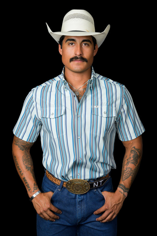 The James in Light Blue - Short Sleeve Pearl Snap