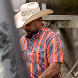 The James in Salmon - Short Sleeve Pearl Snap Shirt (FINAL SALE)