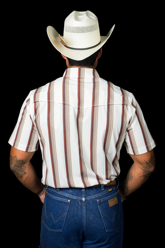The Tristan Short Sleeve Pearl Snap in Brown
