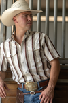 The Tristan Short Sleeve Pearl Snap in Brown