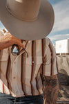 The Tristan Short Sleeve Pearl Snap in Brown
