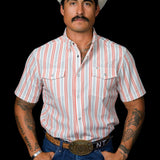The Jake in Salmon - Short Sleeve Pearl Snap Shirt (FINAL SALE)