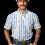 The Jake in Blue - Short Sleeve Pearl Snap Shirt (FINAL SALE)