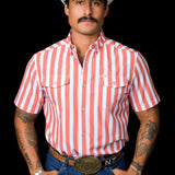 The Liam in Salmon - Short Sleeve Pearl Snap Shirt (FINAL SALE)