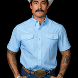 The Carson in Light Blue - Short Sleeve Pearl Snap Shirt