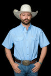 The Carson in Light Blue - Short Sleeve Pearl Snap Shirt