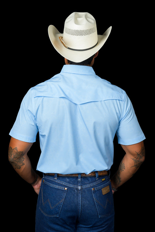 The Carson in Light Blue - Short Sleeve Pearl Snap Shirt