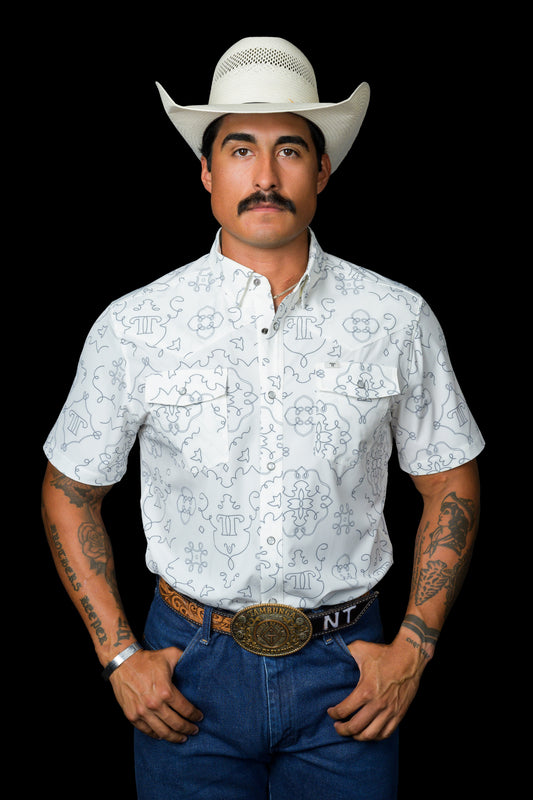 The Carson in White - Short Sleeve Pearl Snap