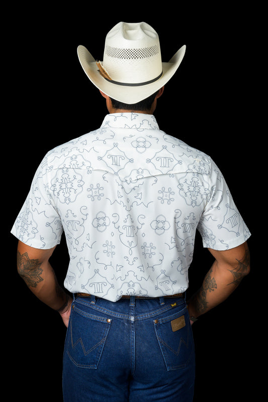The Carson in White - Short Sleeve Pearl Snap