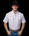 The Tristan Short Sleeve Pearl Snap Shirt in Cream