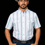 The Tristan in Grey Green - Short Sleeve Pearl Snap Shirt