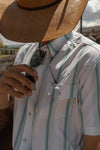 The Tristan in Grey Green - Short Sleeve Pearl Snap Shirt (FINAL SALE)