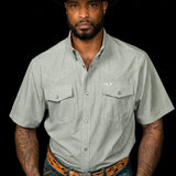 The Carson in Grey Green - Short Sleeve Pearl Snap Shirt