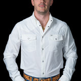 CORE - Men's White Long Sleeve Pearl Snap Shirt
