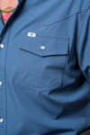 CORE - Men's Blue Long Sleeve Pearl Snap Shirt