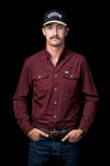 CORE - Men's Maroon Long Sleeve Pearl Snap Shirt