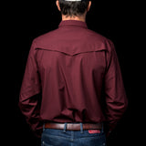 CORE - Men's Maroon Long Sleeve Pearl Snap Shirt